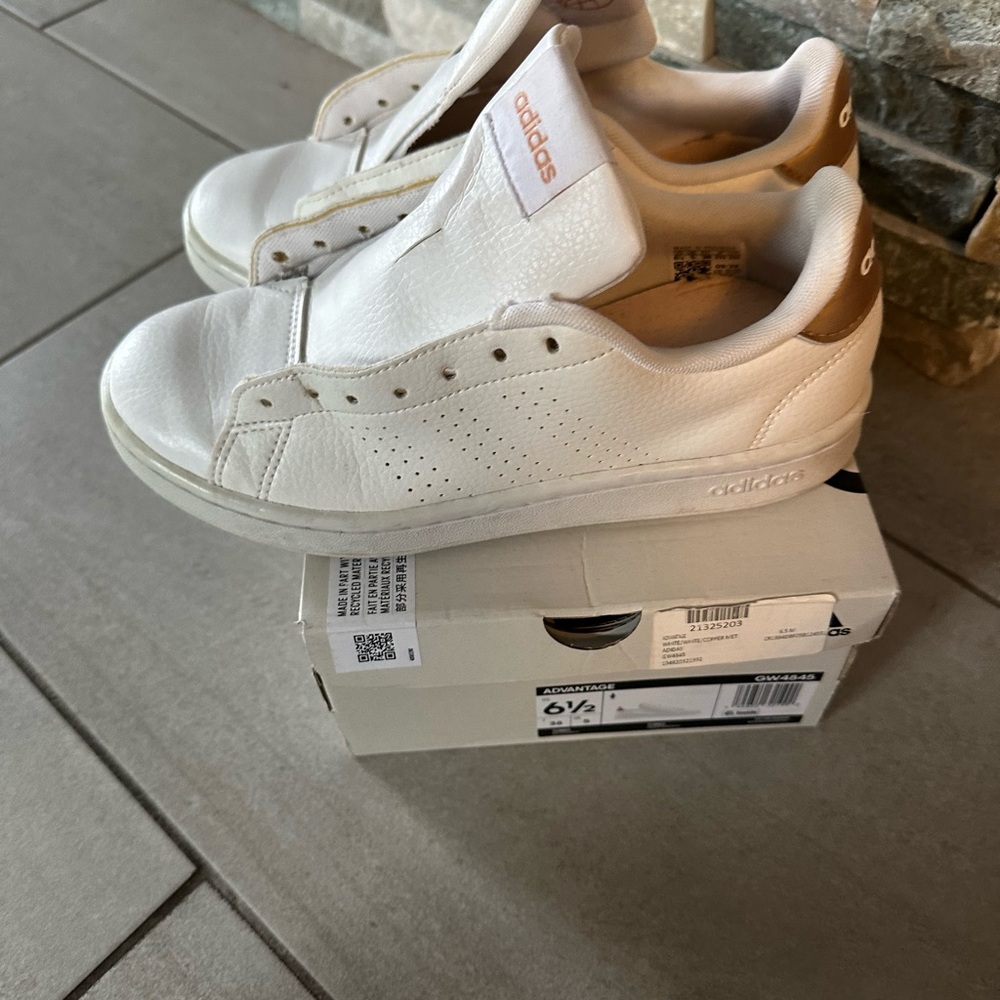 Adidas Women's White and Tan Sneakers